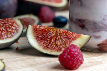 Ripe sweet figs cut into pieces