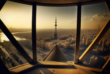 The Cairo Tower's view. Generative AI