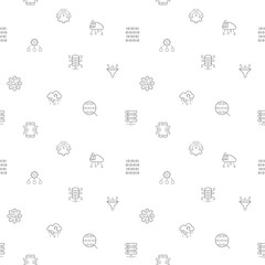 Seamless pattern with big data and database icon on white background. Included the icons as network, processing, analytics, search, mining, filter, flow, cloud design elements And Other Elements.