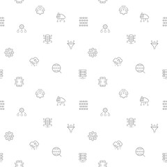 Seamless pattern with big data and database icon on white background. Included the icons as network, processing, analytics, search, mining, filter, flow, cloud design elements And Other Elements.
