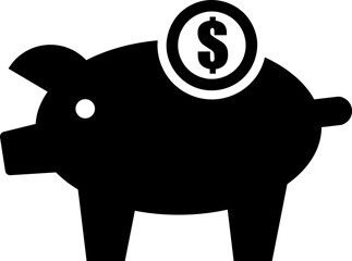Piggy Bank Icon In Flat Style Vector For Apps, Websites. Black Icon Vector Illustration