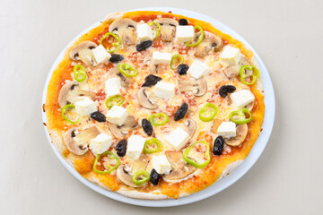 Delicious mixed pizza with rich content. Menu concept of choice and diversity. Karisik pizza