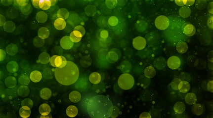 Dark green sparkling light  abstract blurred bokeh background