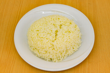 Traditional delicious Turkish food; Turkish style rice pilaf (Turkish name; Arpa sehriyeli. tavuk, kuru fasulyeli, pirinc pilavi)