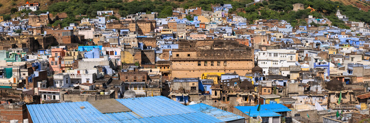 Panoramic view of Historic Bundi cityscape in Rajasthan, India.