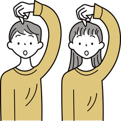 疑問に思うアジア人の男性と女性のイラスト素材