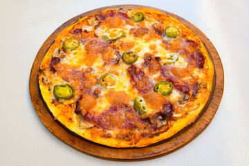 Delicious mixed pizza with rich content. Menu concept of choice and diversity. Karisik pizza