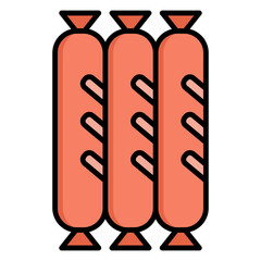 Illustration of Three Pieces of Sausage design Icon