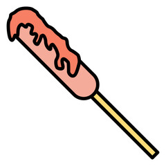 Illustration of Sausage with Sauce Topping Skewers design Icon