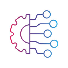 Smart technology line gradient icon, logo style