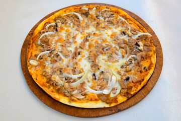 Delicious mixed pizza with rich content. Menu concept of choice and diversity. Karisik pizza