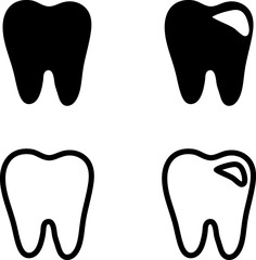 Tooth Icon set in trendy flat style isolated on white background. Dentistry symbol for your web site design.eps