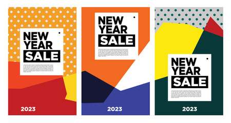 Vector New Year Sale 2023 with colorful abstract background for banner advertising