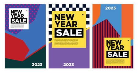 Vector New Year Sale 2023 with colorful abstract background for banner advertising