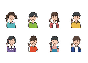 子供の表情アイコン　ピースサイン