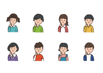 子供の表情アイコン　考える