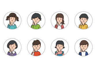 子供の表情アイコン　考える