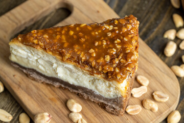 Cheesecake made of soft fresh cheese and peanuts
