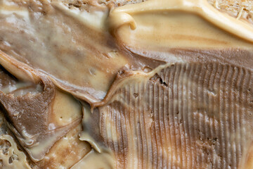 Peanut paste with chocolate paste on white bread