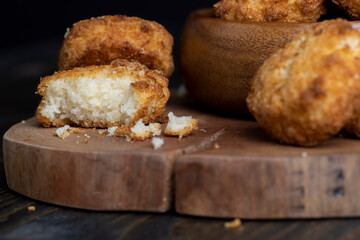 Delicious cookies with coconut on the table
