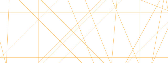 Abstract orange and white liens with many squares and triangles shape on white background. Abstract geometric lines background. Metal grid isolated on white background.