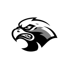 Eagle, falcon or hawk line art. Bird head cartoon logo design