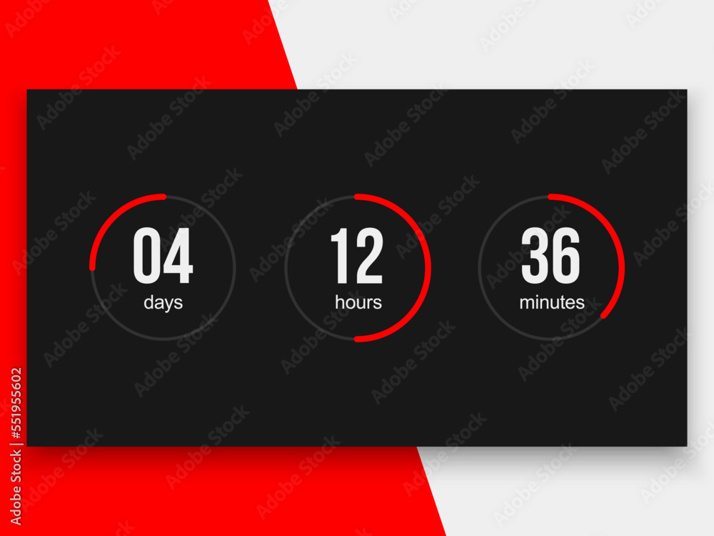 Poster countdown timer vector clock counter. modern count down day vector business sign. countdown web site
