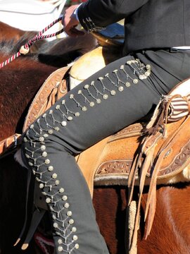 close up of a charro- mexican cowboy on a horse