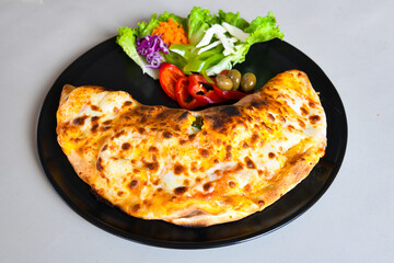 Delicious mixed pizza with rich content. Menu concept of choice and diversity. Karisik pizza