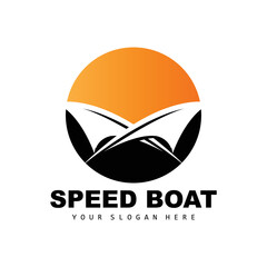 Speed Boat Logo, Fast Cargo Ship Vector, Sailboat, Design For Ship Manufacturing Company, Waterway Shipping, Marine Vehicles, Transportation