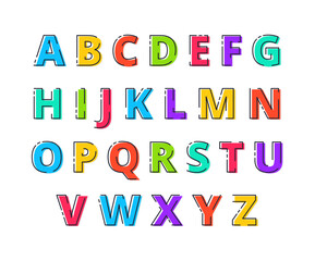 FLATLI. Flat line font. Latin alphabet from A to Z. Font in line flat style. Cute modern bold typeface with capital letters. Vector trendy flat line font