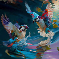 Obraz premium Colourful Birds Flying