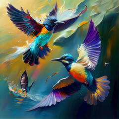 Obraz premium Colourful Birds Flying