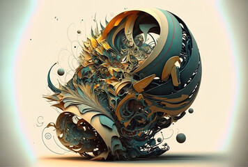 has an abstract, intricate form. dynamism in a future setting. Generative AI