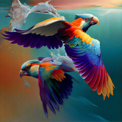 Colourful Birds Flying