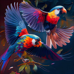 Obraz premium Colourful Birds Flying