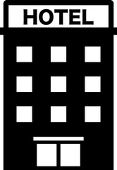 ホテルのシンプルなモノクロイラスト