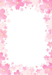 Fototapeta na wymiar 淡い桜の花のベクターイラストフレーム背景