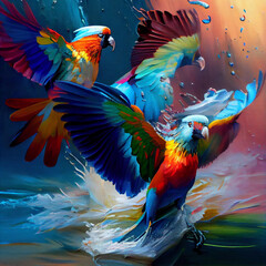 Fototapeta premium Colourful Birds Flying