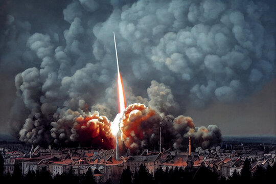 missile strike in city illustration
