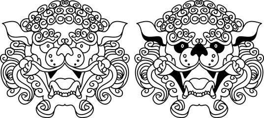 Tiger face sticker vector.Tiger head traditional tattoo.Vector of Japanese tiger for sticker or printing on T-shirt.