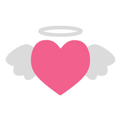 heart with wings flat icon