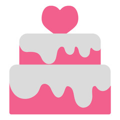 heart cake flat icon