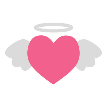 heart with wings flat icon