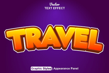 travel text effect with graphic style and editable.