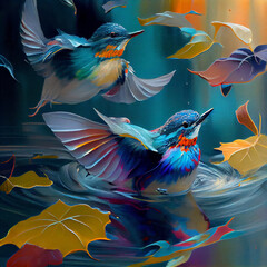 Fototapeta premium Colourful Birds Flying
