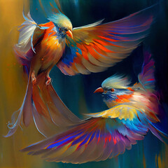 Obraz premium Colourful Birds Flying
