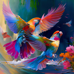 Fototapeta premium Colourful Birds Flying