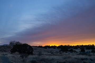 Fototapeta na wymiar Sun rising over New Mexico landscape
