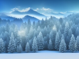 Fototapeta na wymiar Winter Mountain Landscape - Made With Generative AI